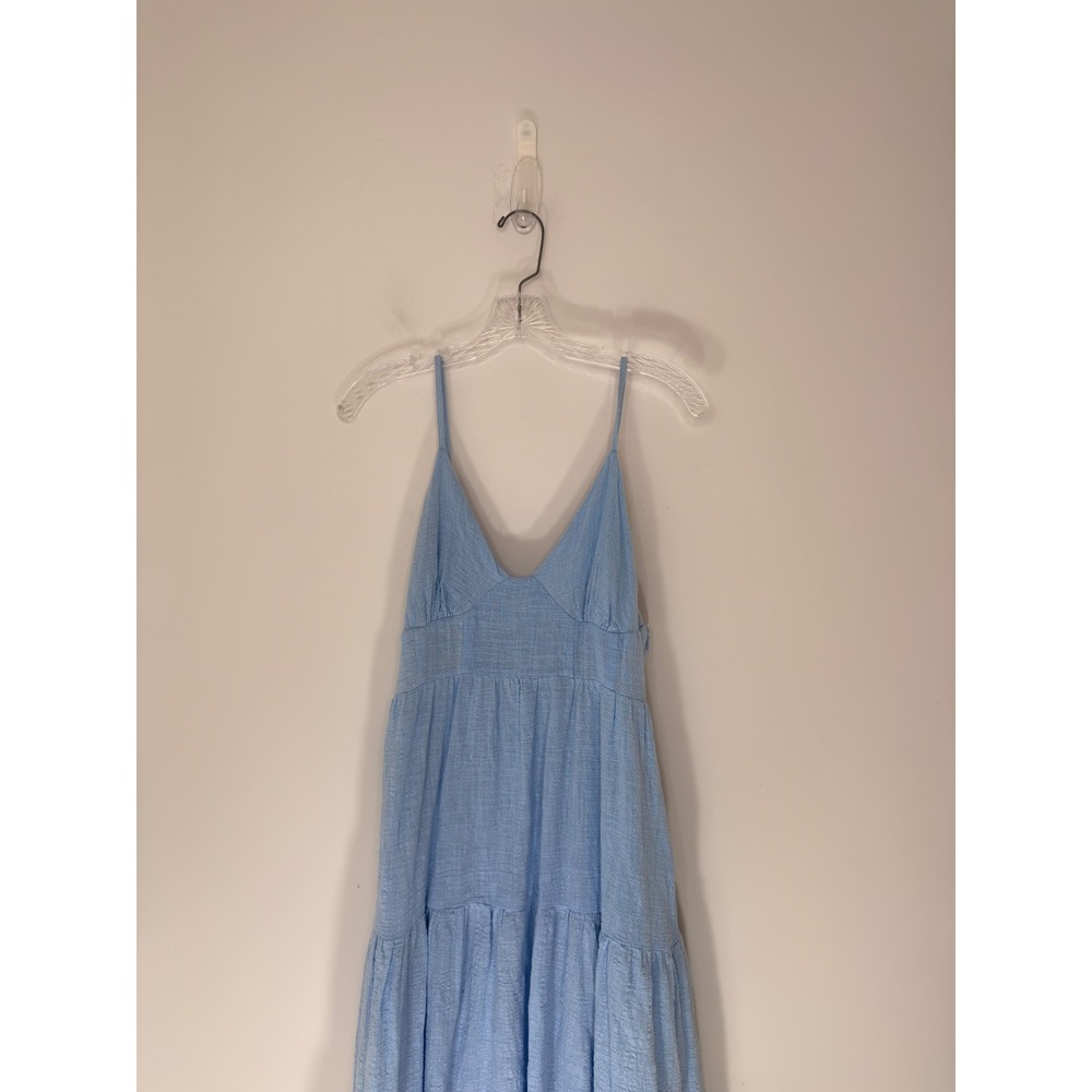 Lulus Dress Pastel Blue Sleeveless Tiered Broomstick Sundress Casual Midi Medium - Picture 5 of 13